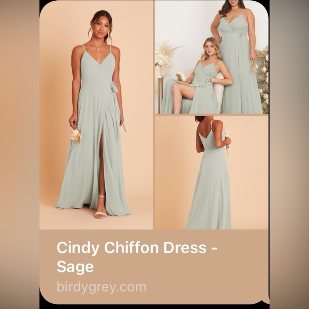 Bridesmaid Dress Birdy Grey Green Maxi Dress with Slit Spaghetti Straps